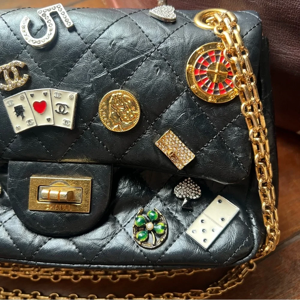 Rare CHANEL Casino Charm Black Quilted Bag with Gold Chain - Picture 5 of 16